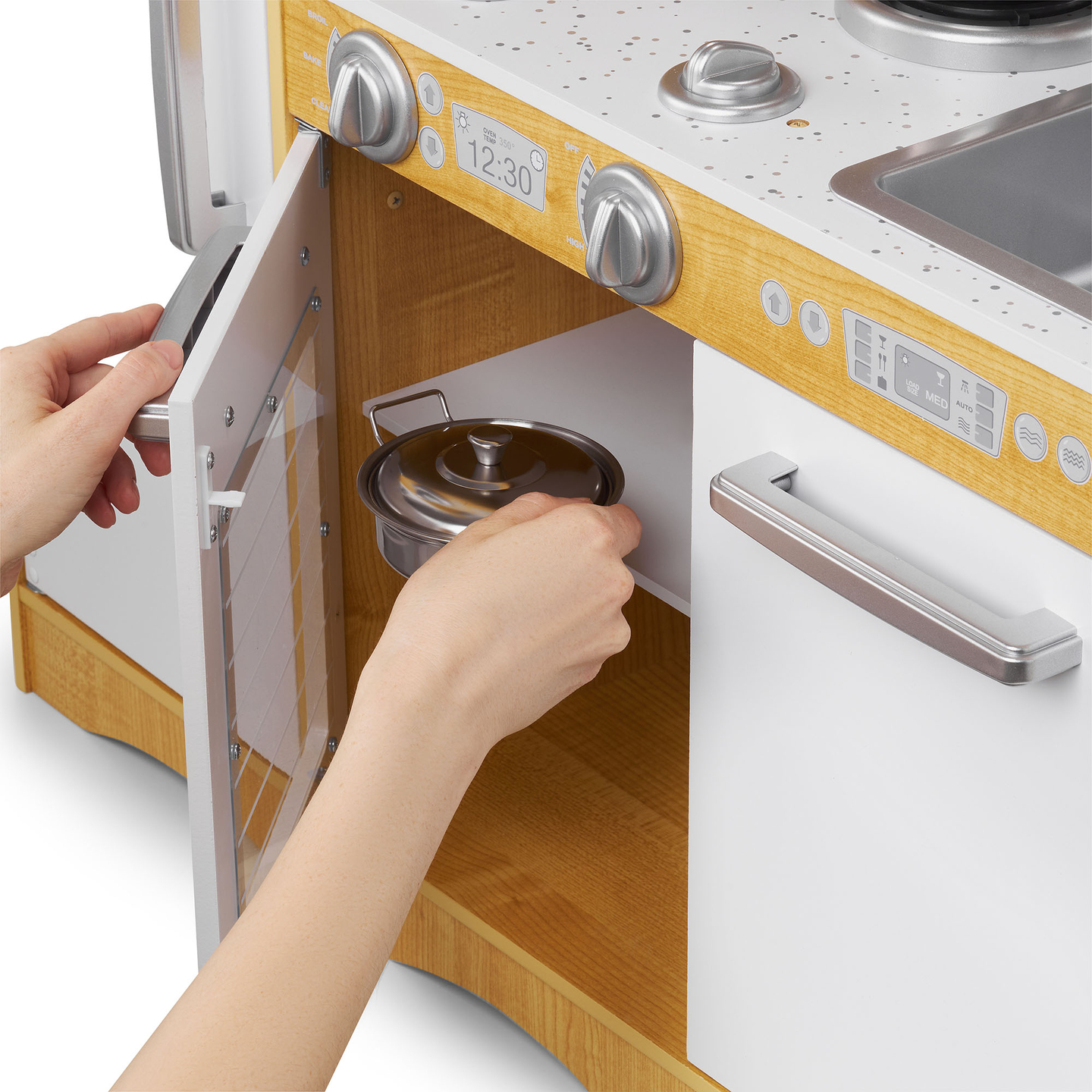 Cozinha XXL em madeira com iluminação LED, avental e acessórios