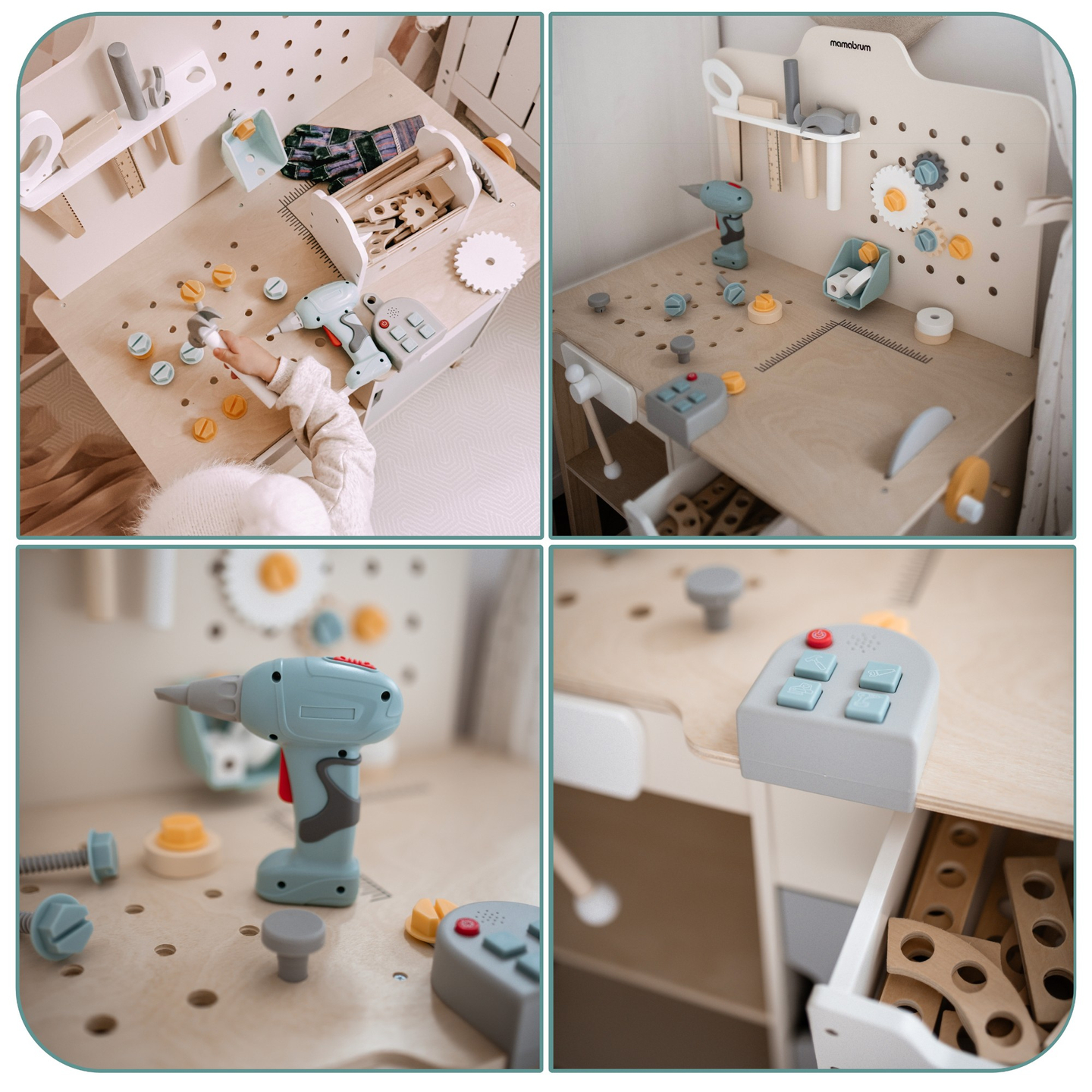 Grande oficina de madeira com ferramentas XXL - conjunto DIY, 74 elementos