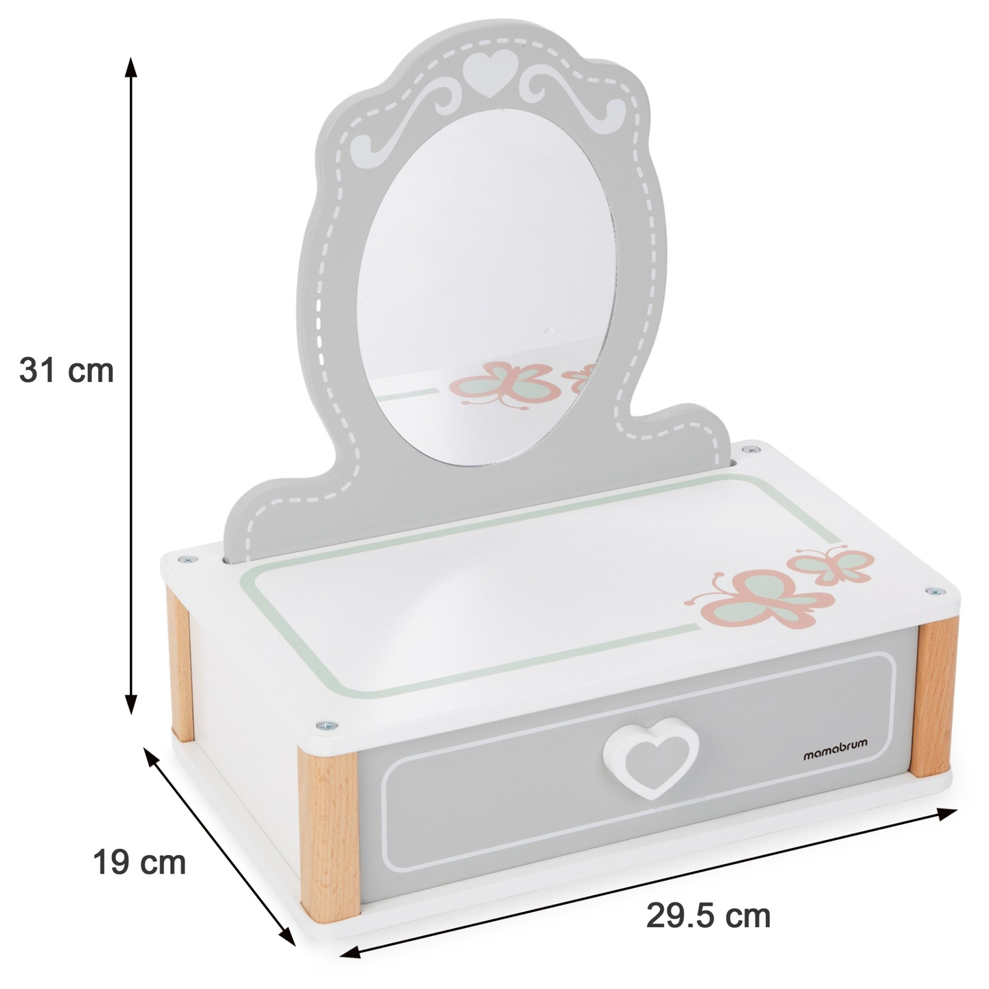 Penteadeira de madeira para crianças com acessórios